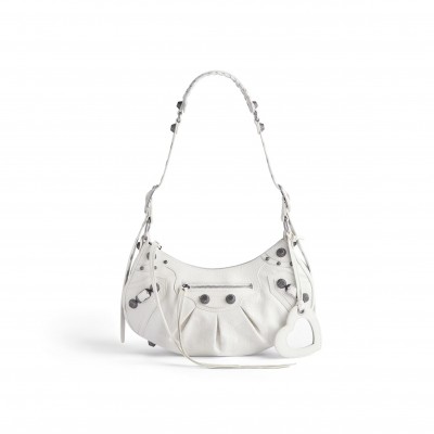 BALENCIAGA WOMEN'S LE CAGOLE SHOULDER BAG SMALL IN WHITE 6713071VG9Y9104 (33*16*8.4cm)